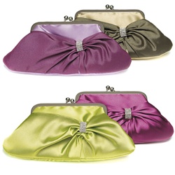 Convertible Satin Clutch Purse with Crystal Wrap (Wild Berry)