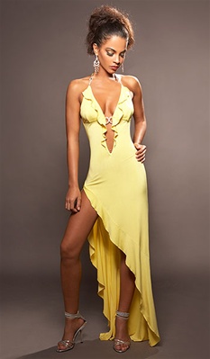 Tango - High slit ruffle dress by Kamala Collection Sexy Evening Gowns