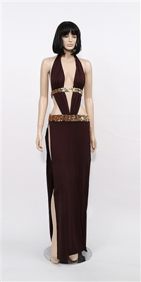 Alexandria - Sequin belt halter dress by Kamala Collection