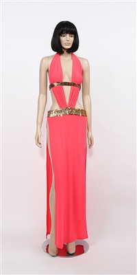 Alexandria - Sequin belt halter dress by Kamala Collection