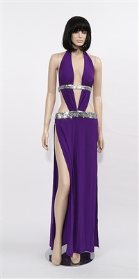 Alexandria - Sequin belt halter dress by Kamala Collection