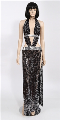 Alexandria - Sequin lace halter dress by Kamala Collection