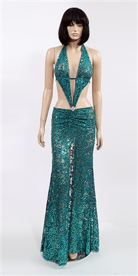 Marissa - Sequin lace halter dress by Kamala Collection