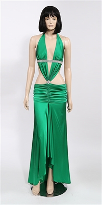 Sheena - Silk & rhinestone halter dress by Kamala Collection Sexy Evening Gowns