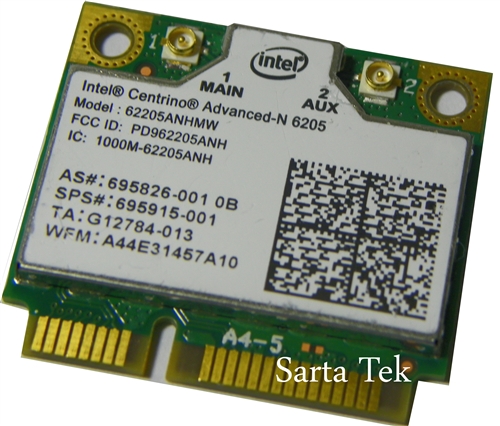 HP 695915-001 Intel Centrino Advanced-N 6205 62205ANHMW a/ b/g/n PCIe Half  695826-001