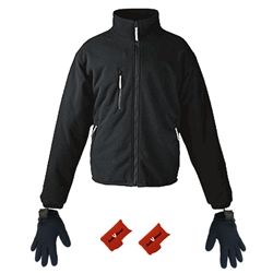 ActiVHeat Men's Battery Heated Windproof Fleece Jacket + Weightless Glove Liner  Bundle