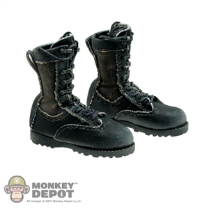 Boots ACE Black Combat Cloth Lace Up Weathered