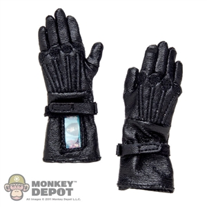 Gloves: Art Figures Black Leatherlike Gloves w/Hands