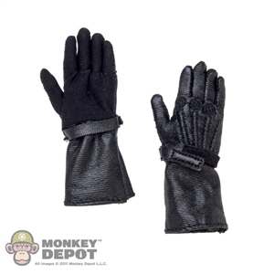 Gloves: Art Figures Black Leatherlike Gloves w/Hands