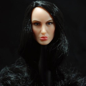 Head: TTL Toys Female Head with Long Curly Black Hairstyle (TTL-A008)