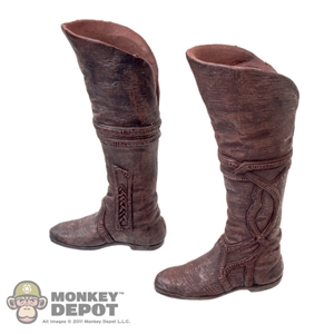 Boots: Asmus Toys Brown Molded Boots w/Ankle Pegs