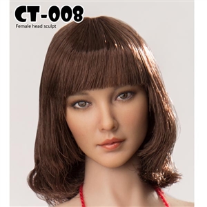 Head: Cat Toys Female Head w/Short Brown Hair with Bangs (CAT-008A)