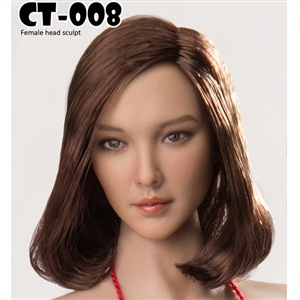 Head: Cat Toys Female Head w/Short Brown Hair (CAT-008B)