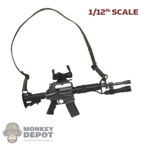 Rifle: CrazyFigure 1/12th Car-15 w/Red Dot Sight, Light + Sling