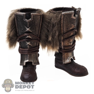 Boots: CM Toys Mens Molded Brown Boots w/Leg Armor + Fur