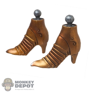 Boots: Coo Models Female Gold Colored Metal Boots