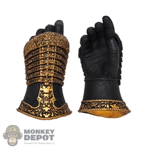 Hands: Coo Models Mens Molded Black/Gold Armored Relaxed Hands