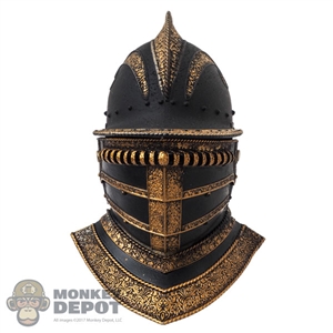 Helmet: Coo Models Mens Black/Gold Metal Knights Helmet