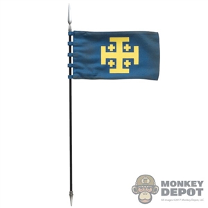 Flag: Coo Models Blue Flag w/Spear + Kingdom Of Jerusalem Crest