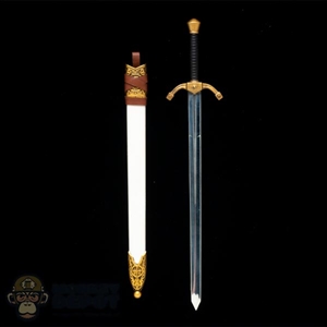 Sword: Coo Models Metal Crusader Sword w/White Scabbard