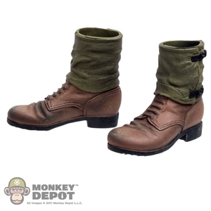 Boots: Dragon German WWII Short Brown w/Gaiters