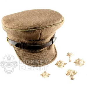 Hat DiD British WWII Officer Visor Cap Extra Badges