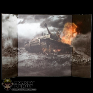 Display: DiD B&W WWII Flaming Tank Backdrop (21in X 13.5in)