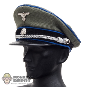 Hat: DiD German WWII SS Officer Visor w/Blue Piping