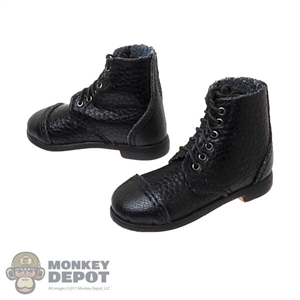 Boots: DiD Mens Short Black Leather-Like Boots