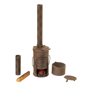 Stove: DiD Metal German Trench Stove w/LED Fire + Wood