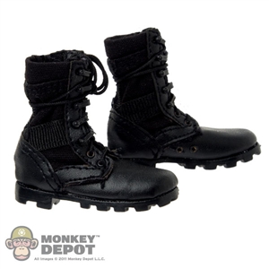 Boots: DAM Panama Outsole All Leather Combat Black