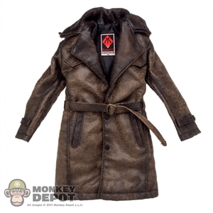 Jacket: DamToys Worn Brown Leather Trench Coat