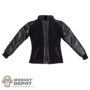 Shirt: DamToys Black Zip Up Shirt w/Leatherlike Sleeves