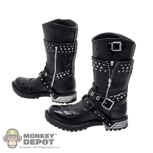 Boots: DamToys Molded Black Motorcycle Boots w/Pegs