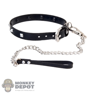 Leash: DamToys Dog Studded Collar w/Chain Leash