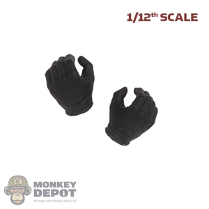 Hands: DamToys 1/12th Mens Black Molded Gloved (Holding Grip)