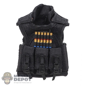 Vest: DamToys 1/12th Mens Black Tactical Vest w/Shotgun Shells