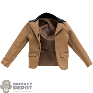 Coat: DamToys Mens Brown Jacket w/Leather-Like Collar