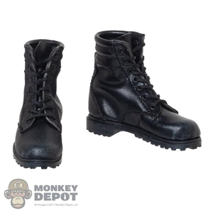 Boots: DamToys Mens Black Leather-Like Tactical Boots