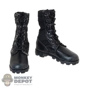 Boots: DamToys Mens Black Jungle Boots (Slight Worn Look)