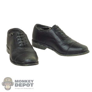 Shoes: DamToys Mens Black Molded Dress Shoes (Worn Look)