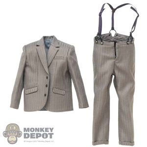 Suit: DamToys Mens Grey Striped Suit w/Suspenders