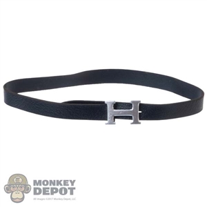 Belt: DamToys Mens Black Leather-Like Belt w/H Buckle