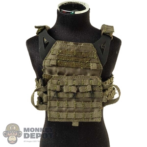 Vest: Easy Simple Mens OD Jumpable Plate Carrier 2.0 w/AVS Detachable Flap M4 + Zip-On Panel