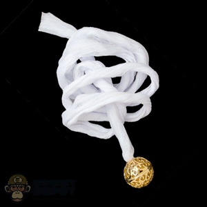 Ribbon: End I Toys White Cloth Ribbon w/Ball