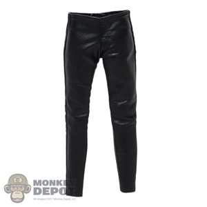 Pants: Figure Coser Female Black Leather-Like Pants