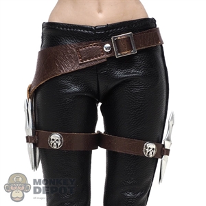 Belt: Figure Coser Female Brown Leather-Like Belt w/6 Knives