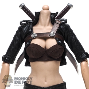 Harness: Figure Coser Female Brown Leather-Like Harness w/Swords + Belt