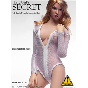 Clothing Set: Flirty Girl White Female Fishnet Leotard