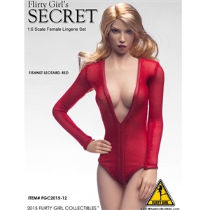 Clothing Set: Flirty Girl Red Female Fishnet Leotard